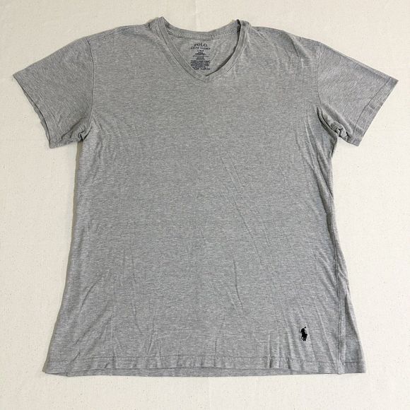 Polo Ralph Lauren T Shirt Men Large Slim Fit Pony V Neck Gray Short Sleeve - Picture 1 of 9